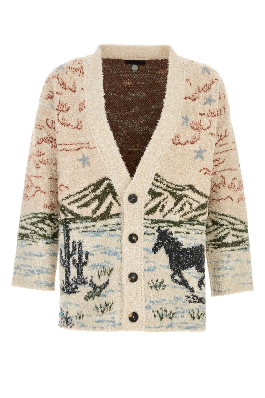 Alanui Riders Exterior: 66% Virgin wool cardigan in beige