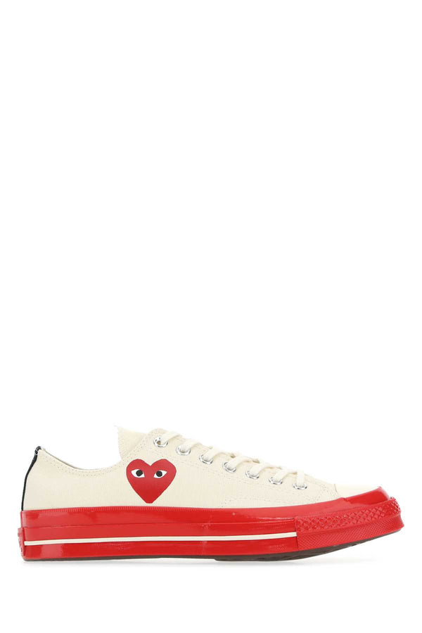 Comme Des Garcons Play Exterior: 100% Cotton; Interior: 100% Fabric; Sole: Rubber sneaker in white
