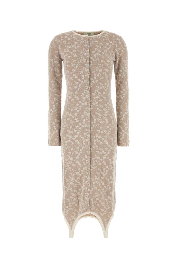 Fendi Cardigan 82% Cotton dress in beige