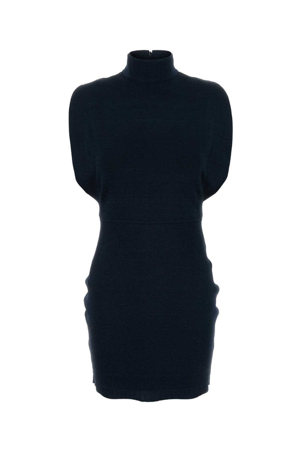 Navy Blue Stretch Viscose Blend Mini Dress Minuit Abiti