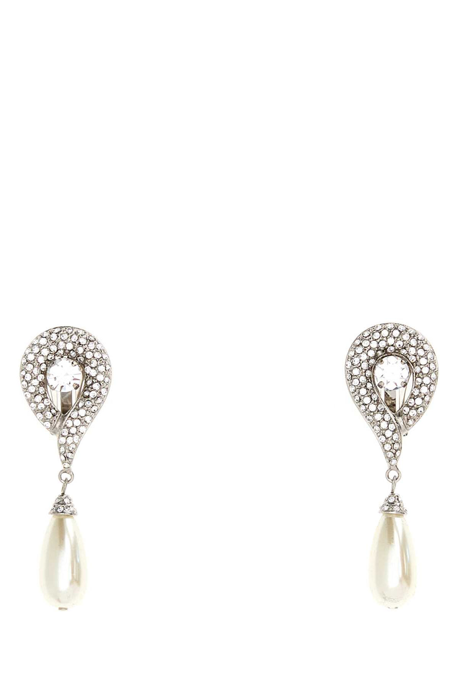 Silver Metal Earrings Pearlsilver Orecchini