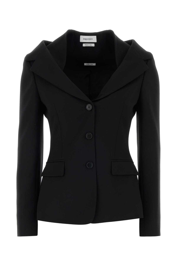 Alexander McQueen Exterior: 100% Wool blazer in black