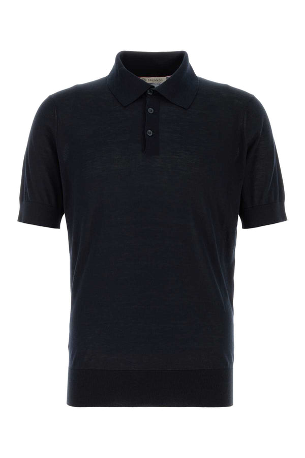 Midnight Blue Silk Blend Polo Shir C2425 Exterior: Cotton