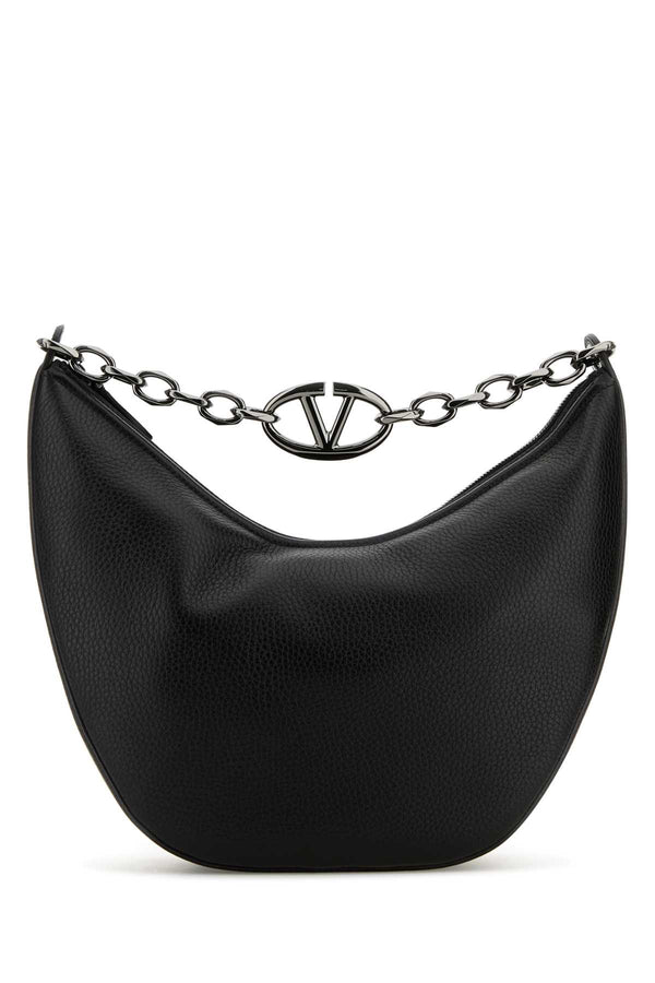 Valentino Garavani Exterior: 100% Calf Lining: 100% Leather Finishing: Gunmetal shoulder bag in black