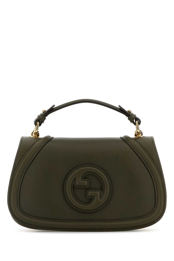 Bottle Green Leather Gucci Blondie Handbag Calf Skin Borse A Mano