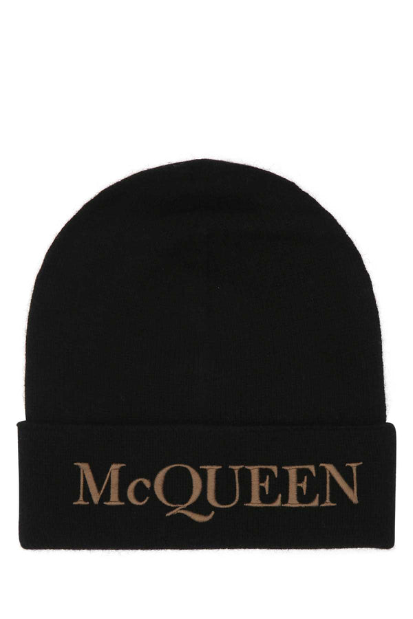 Alexander McQueen CUFFIA 100% Cashmere beanie in black
