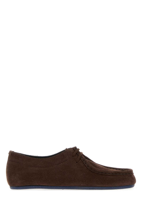 Jil Sander Lace Suede lace-up flat in brown