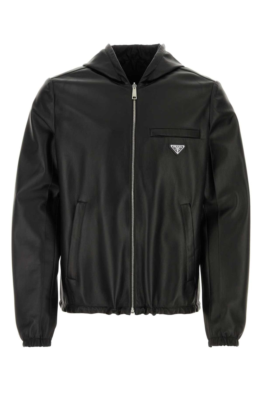 Prada Pelle 100% lamb leather / 100% recycled polyamide jacket in black