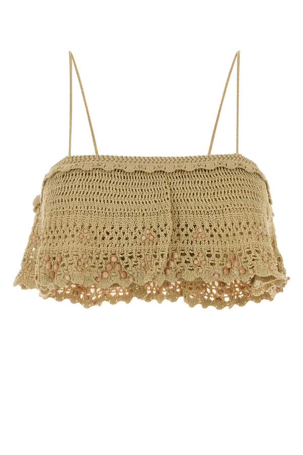 Isabel Marant 45% Cotton 30% Viscose 25% Paper crop top in beige