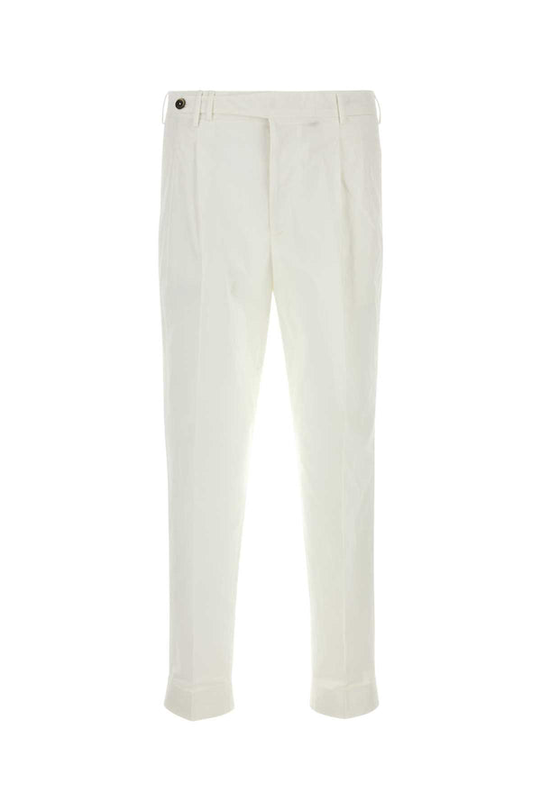 Pt Torino 98% Cotton trousers in white