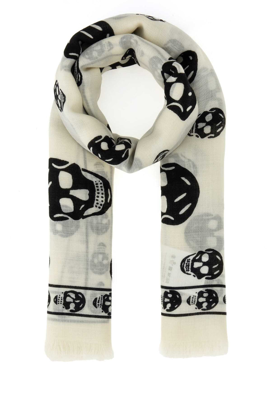 Alexander McQueen Skull 100% Silk scarf in ivory