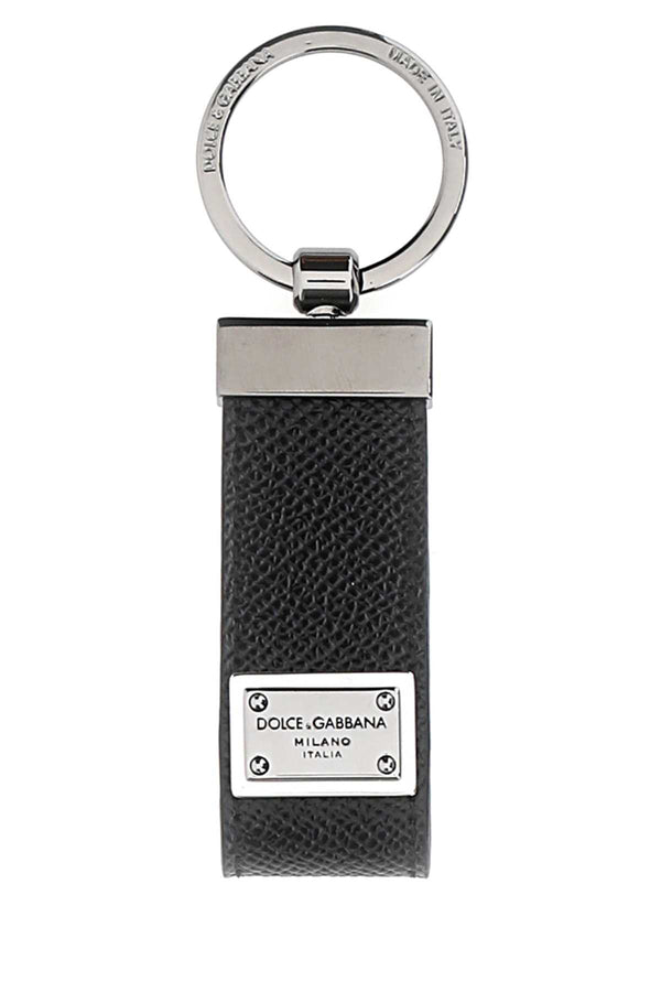 Dolce & Gabbana 100% vitello leather key case in black