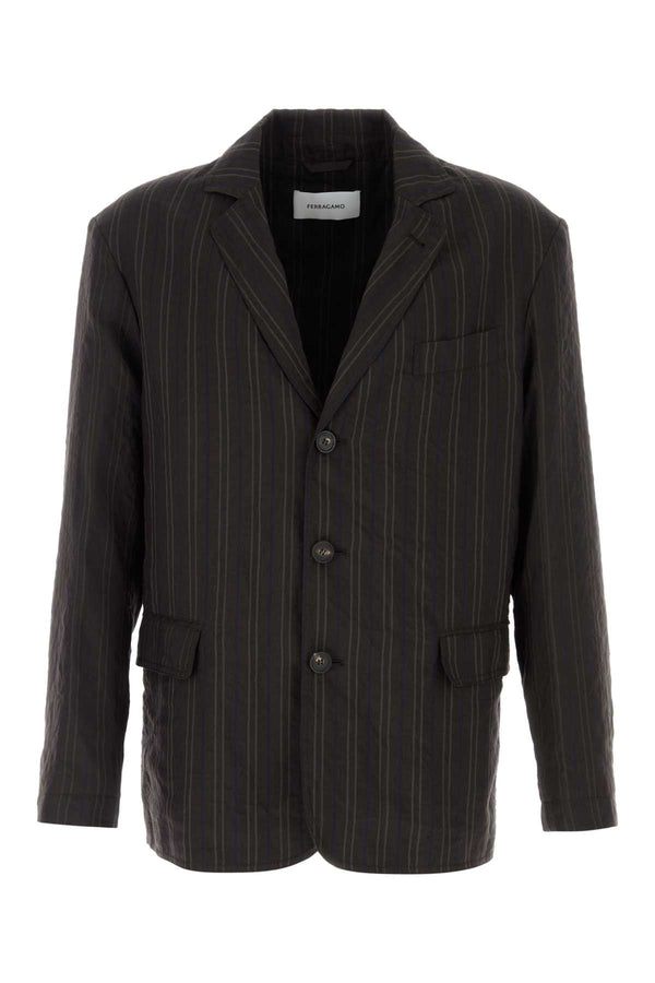 Ferragamo Expressonewnavy 51% Linen blazer in navy