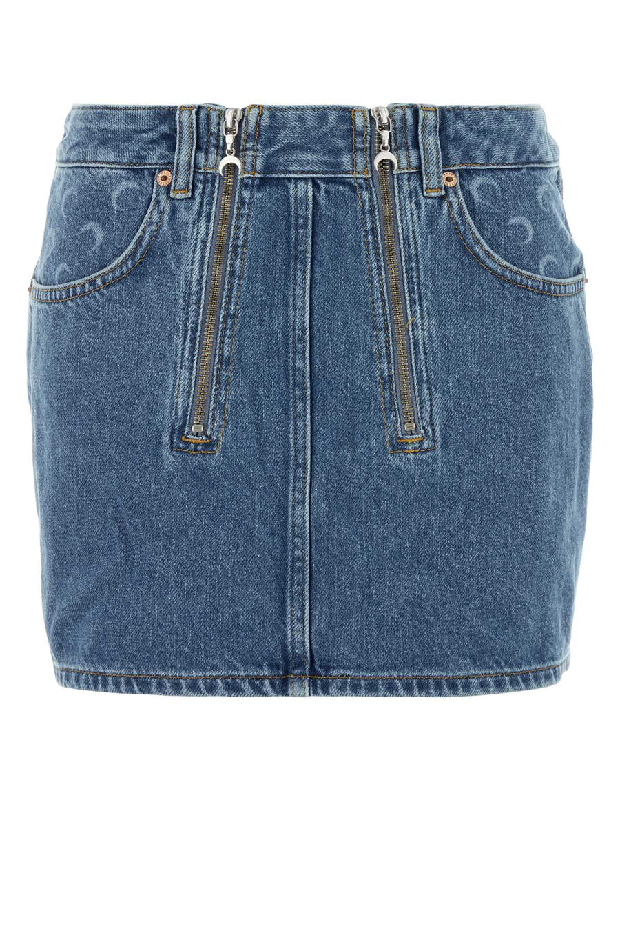 Marine Serre Denim 100% Cotton skirt in blue