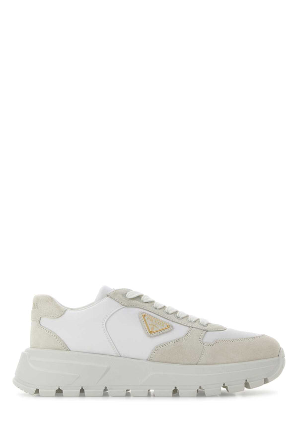 Prada Exterior: 100% Leather sneaker in white