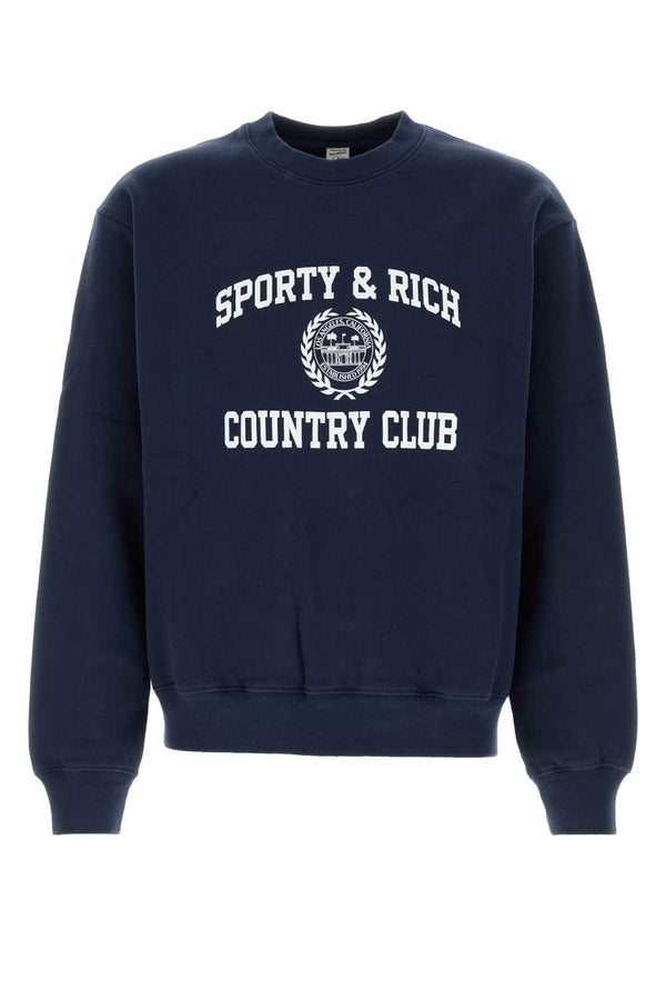 Sporty & Rich Crest 100% Cotton sweatshirt in navy