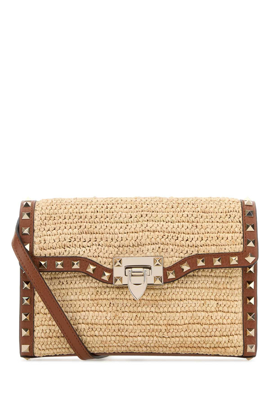 Valentino Garavani Exterior: 100% Raffia crossbody bag in beige