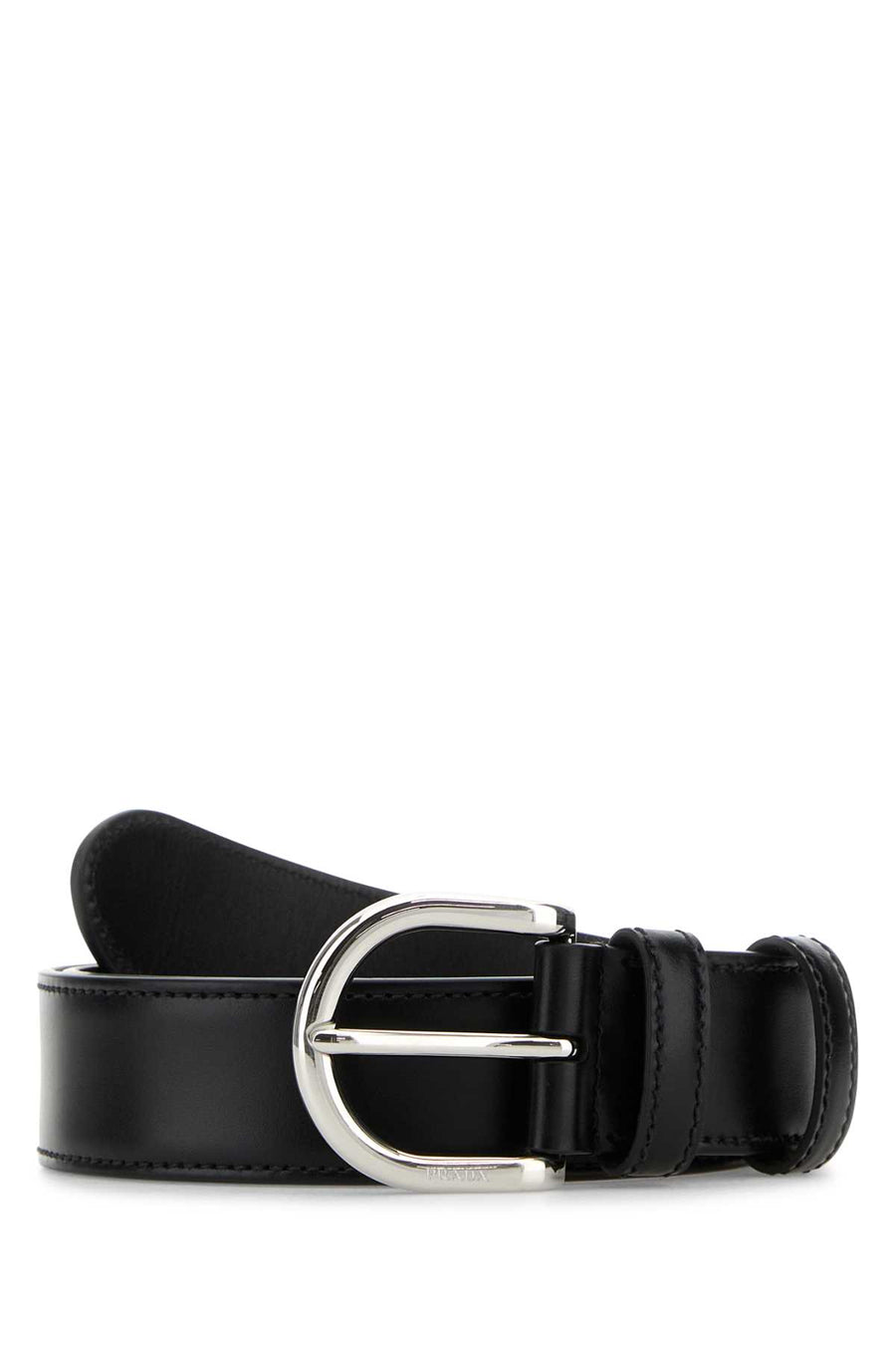 Prada Exterior: 100% Calf Finishing: Silver metal belt in black