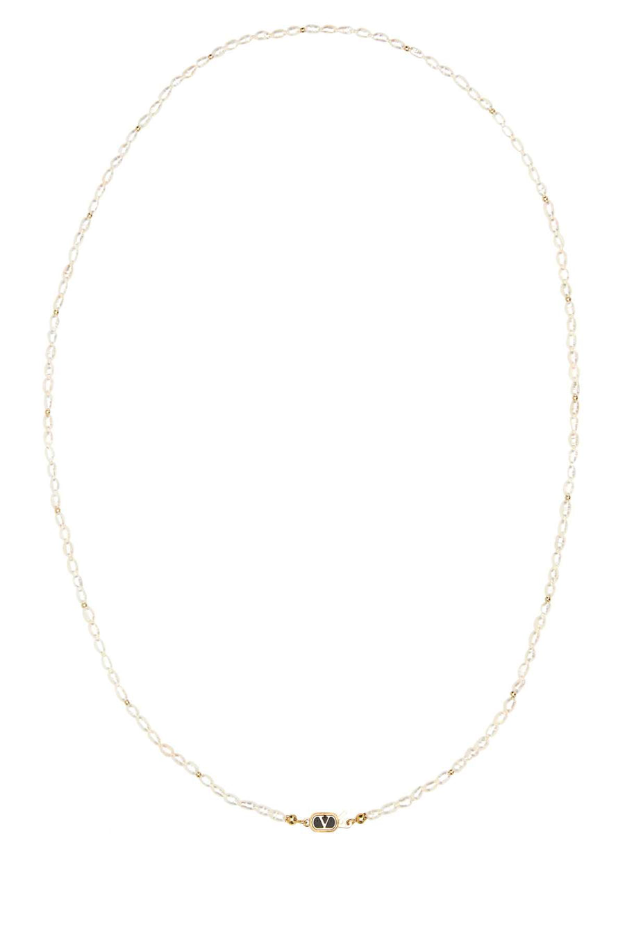 Valentino Garavani Ovalett 100% Pearls; Gold-toned metal finishing necklace in white