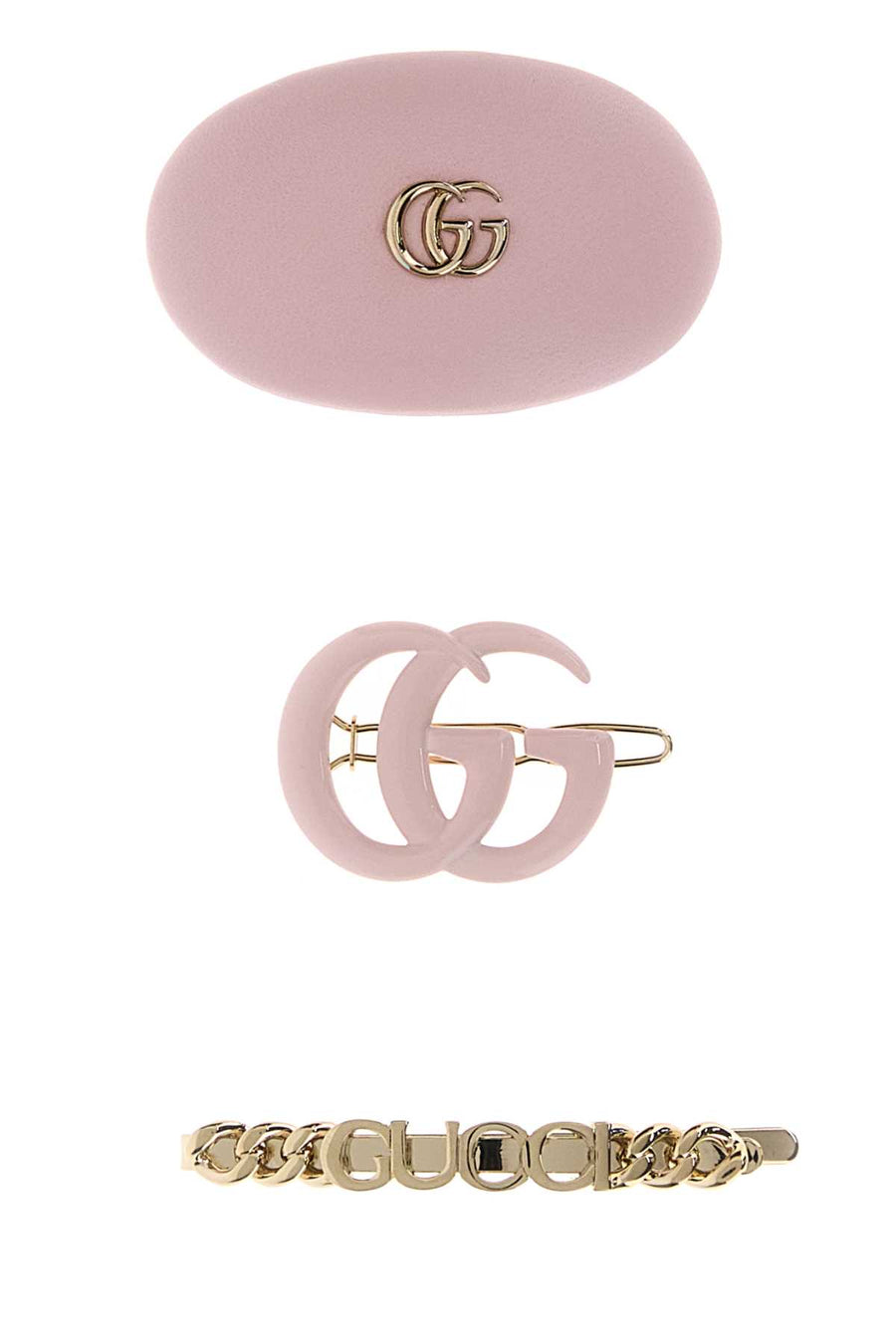 Gucci Gucci Leather hair clip set in pink