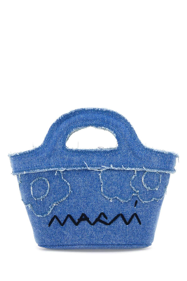 Marni Exterior: 100% Fabric; Lining: 100% Cotton; Finishing: Silver metal top handle bag in blue