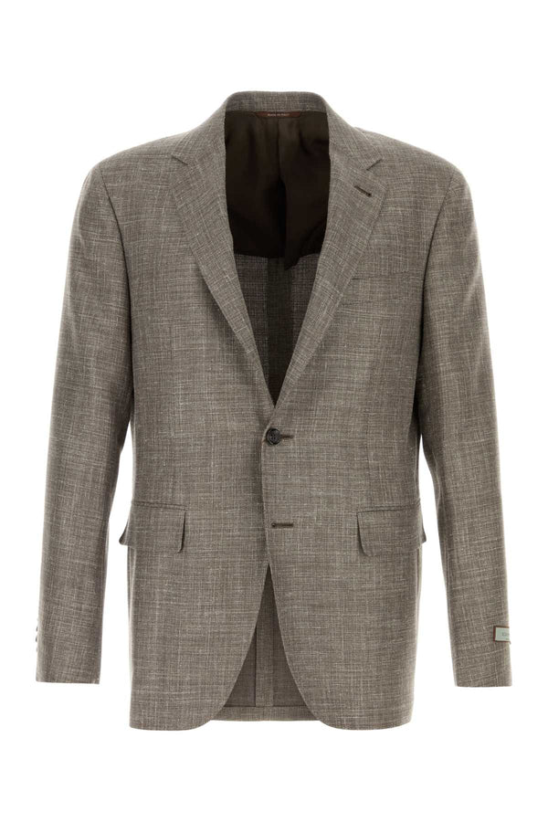 Canali Monopetto Exterior: 68% Wool 20% Silk 12% Linen blazer in gray