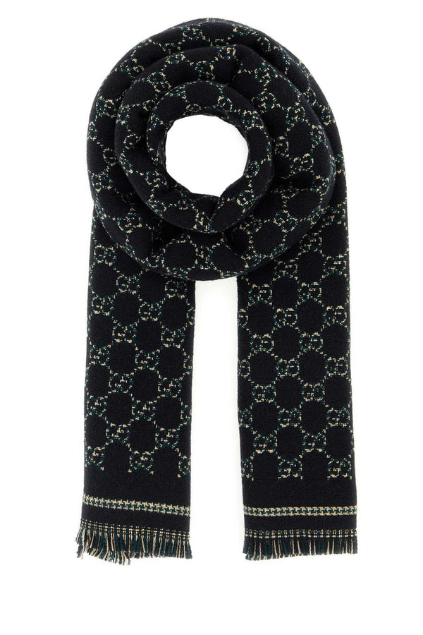Gucci Stenmix 100% Wool scarf in black