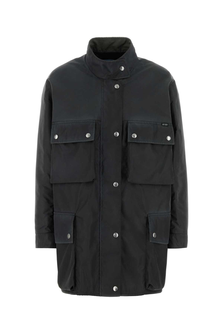 Prada Exterior: 100% Recycled nylon Lining: 100% Recycled nylon Padding: 100% Polyester jacket in gray