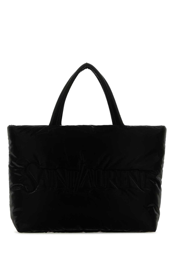 Saint Laurent Exterior: 100% Nylon tote bag in black