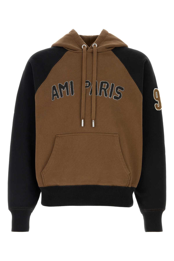 AMI Paris Patch 100% Cotton sweatshirt in brown