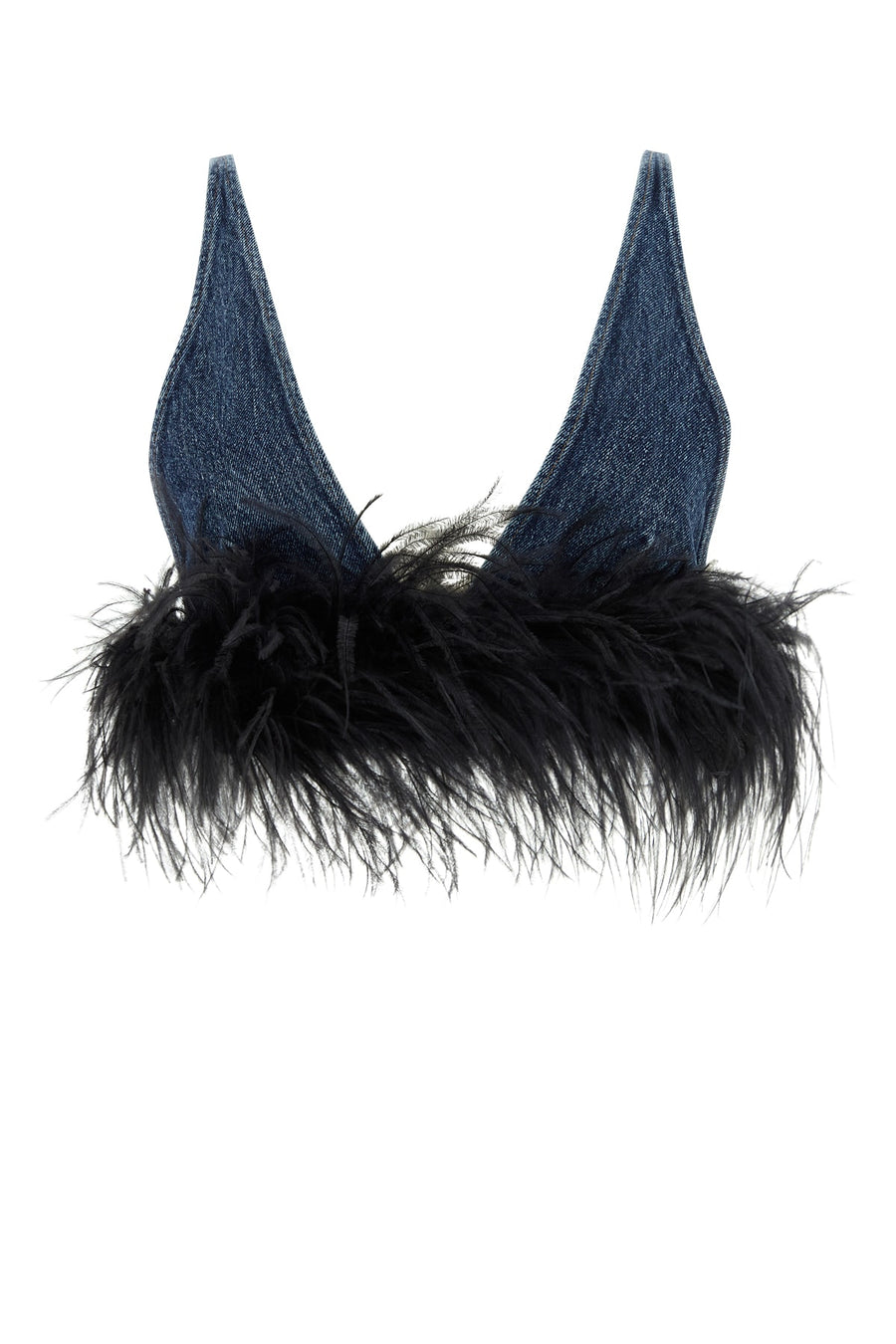 Miu Miu 100% cotton with feather trim sweater in blue