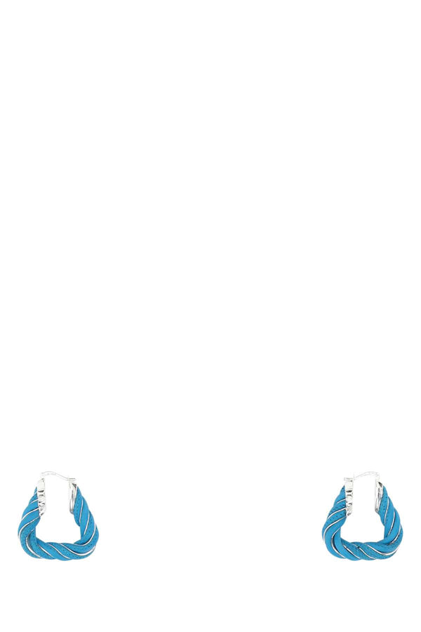 Light-Blue Nappa Leather And 925 Silver Twist Triangle Earrings 4631 Exterior: Lamb Orecchini
