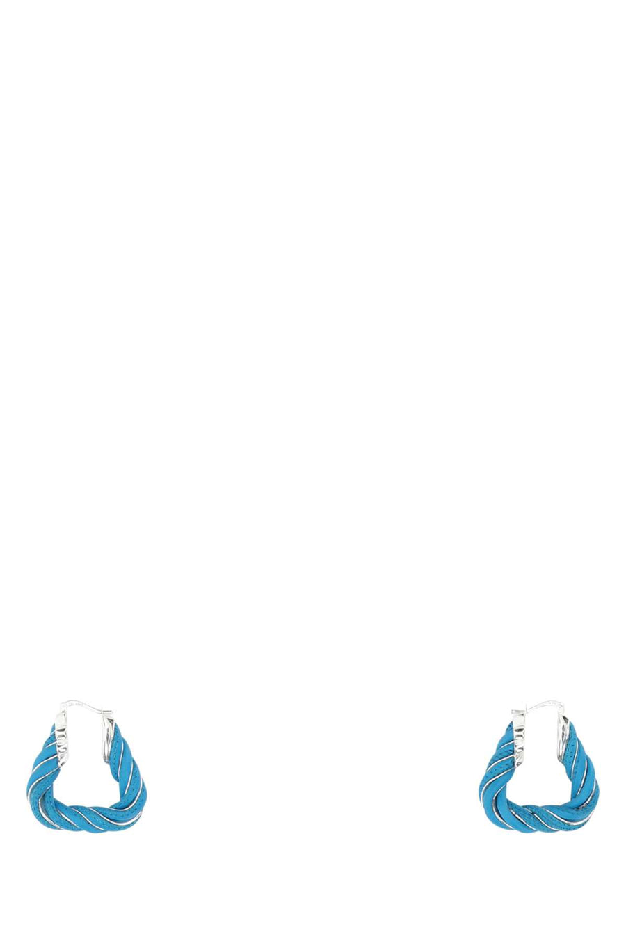 Light-Blue Nappa Leather And 925 Silver Twist Triangle Earrings 4631 Exterior: Lamb Orecchini