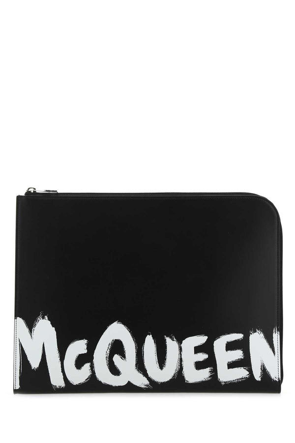 Alexander McQueen Exterior: 100% Leather; Lining: 100% Fabric wallet in black