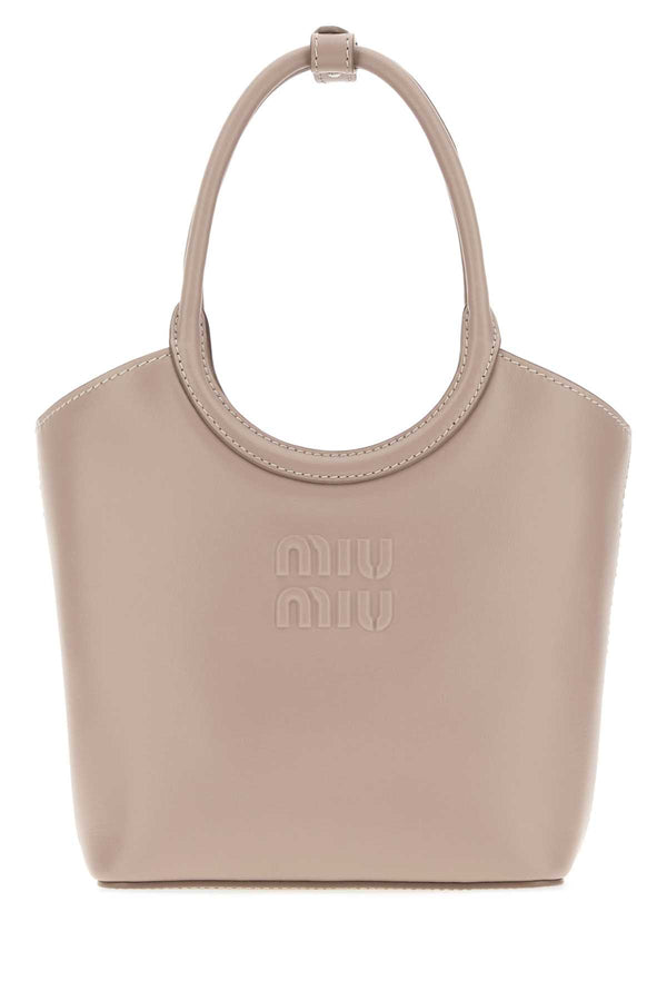 Dove Grey Leather Ivy Handbag Pomice Borse A Mano