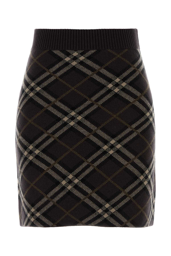 Burberry Wchk 71% Wool mini skirt in black