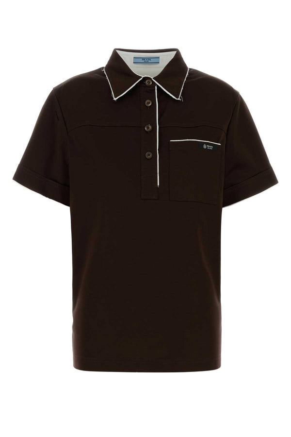 Prada 100% Cotton polo shirt in brown