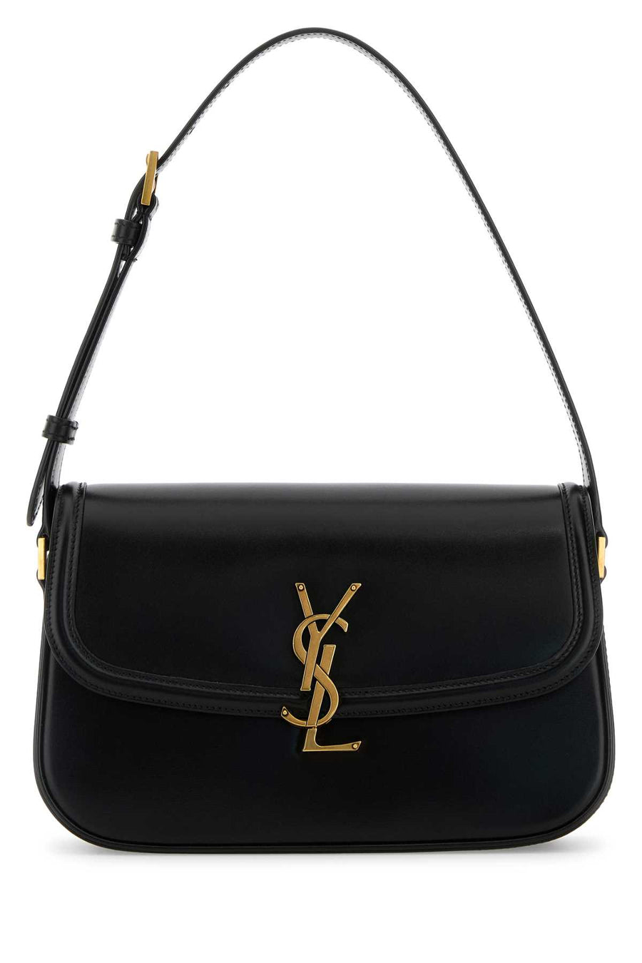 Saint Laurent Solf Exterior: 100% Lamb Lining: 100% Suede Finishing: Antiqued golden metal shoulder bag in black
