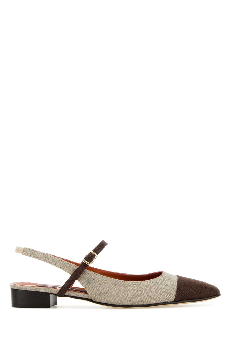 Carel Paris Slingback Exterior: 100% Fabric; Interior: 100% Leather; Sole: Leather slingback in beige