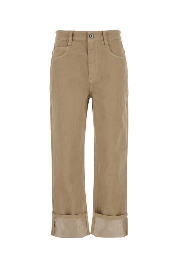 Brunello Cucinelli 70% Cotton trouser in beige