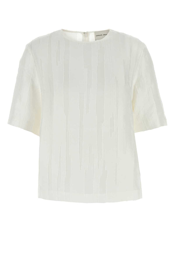 Loulou De Saison Neck 60% Silk 40% Cotton t-shirt in white