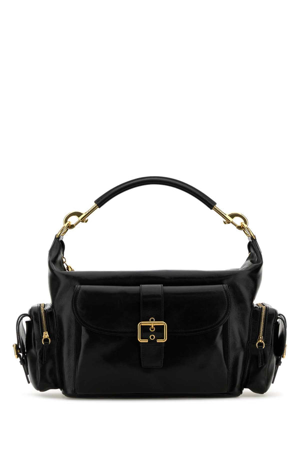 Chloé Camera Exterior: 100% Calf; Lining: 100% Fabric; Finishing: Golden metal shoulder bag in black
