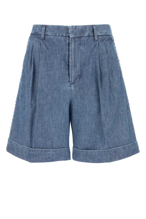 Valentino Garavani Denim COTTON 100% bermuda shorts in blue