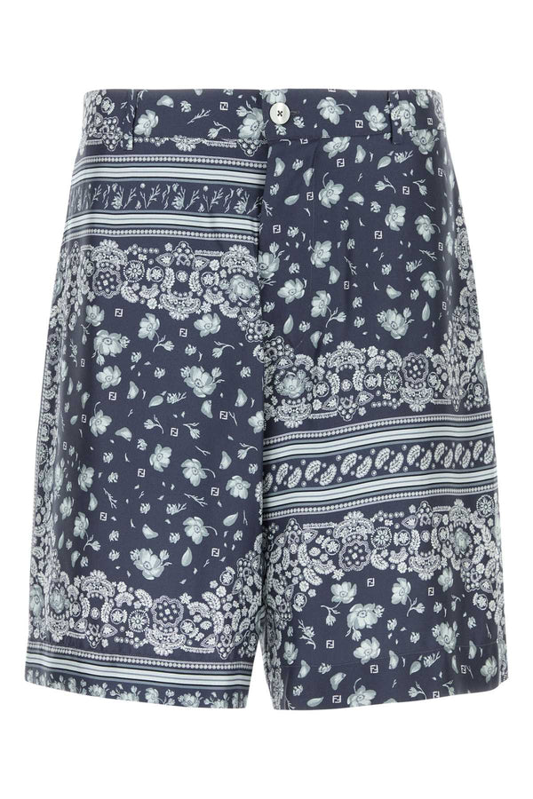 Fendi Silk 100% Silk bermuda shorts in navy