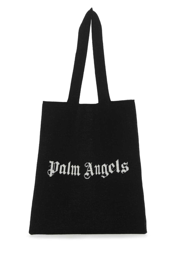 Palm Angels 58% Wool 33% Polyurethane 8% Polyester 1% Nylon tote bag in black