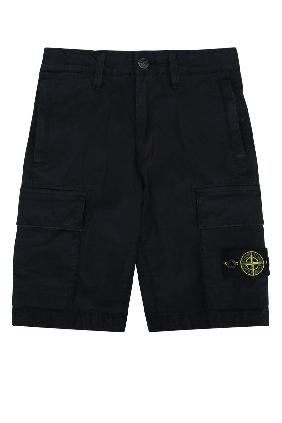Stone Island Kids 95% Cotton cargo shorts in navy