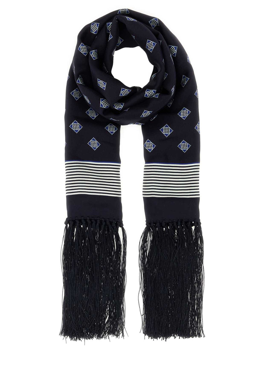 Bode Diamond 100% Silk scarf in navy