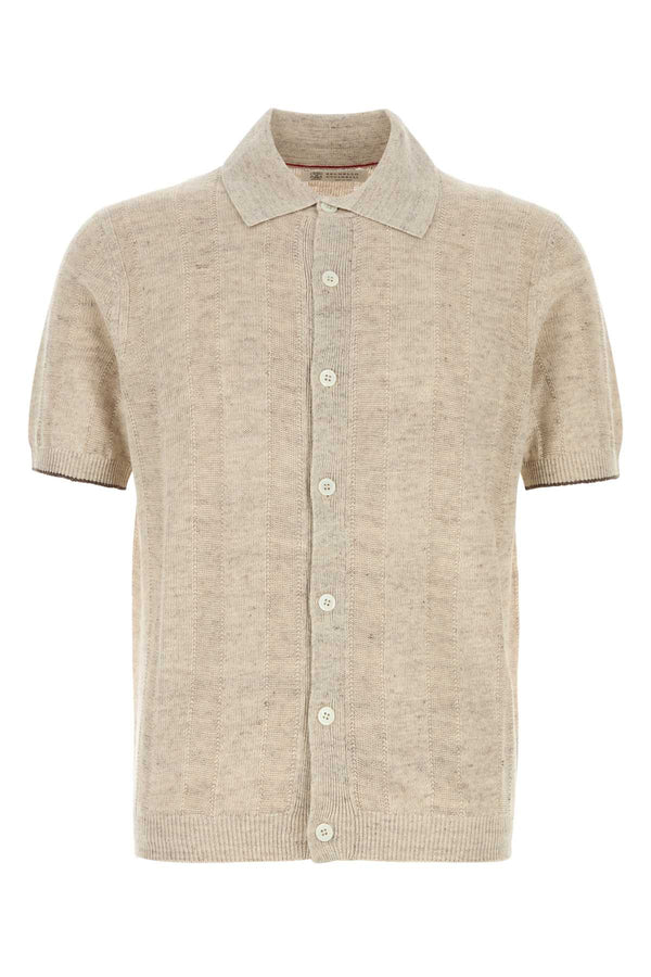 Brunello Cucinelli 77% Linen 23% Cotton polo in beige