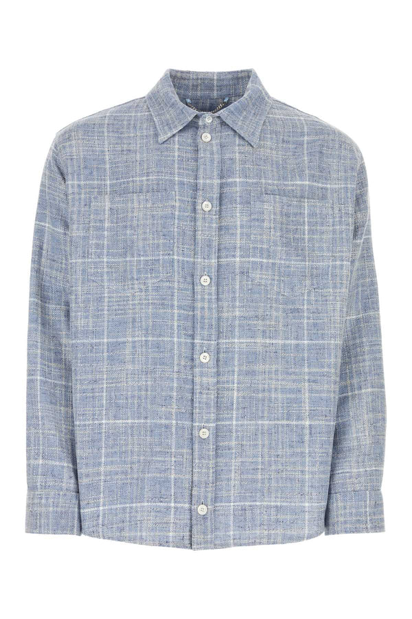 1989 Studio Skyblue Exterior: 46% Viscose 34% Cotton 20% Linen shirt in blue