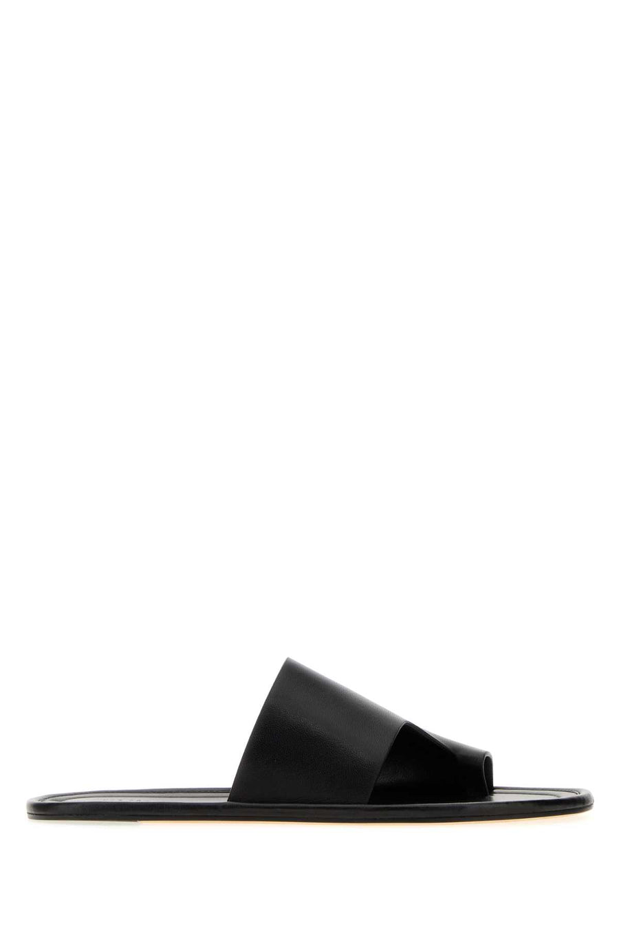 The Row Thong Leather slipper in black